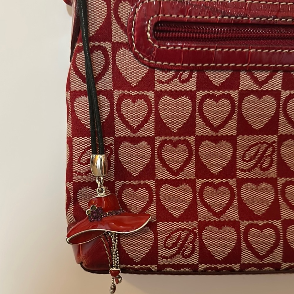 Brighton Elegant Red Heart Pattern Shoulder Bag - Picture 5 of 9